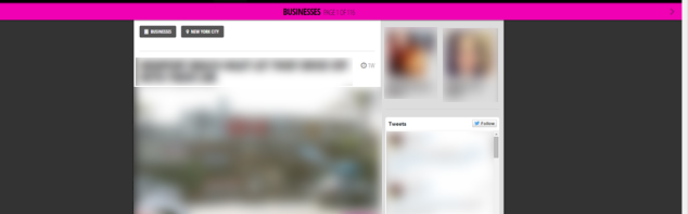 a screen shot of a pink and black web page.